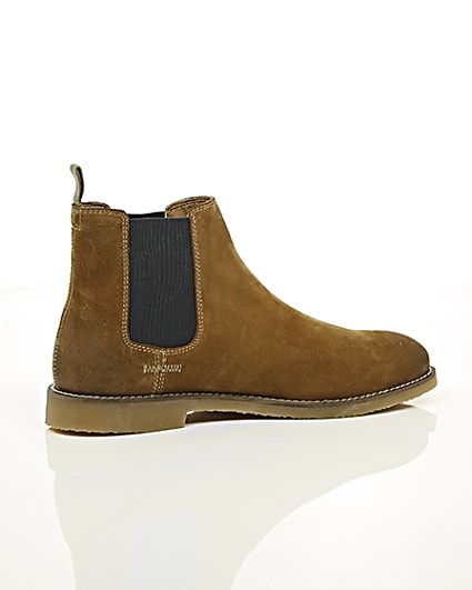 360 degree animation of product Tan brown suede chelsea boots frame-11