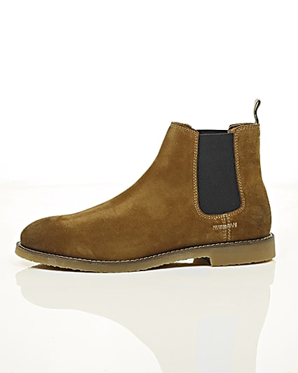 360 degree animation of product Tan brown suede chelsea boots frame-22