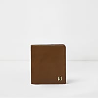 Tan brown trifold leather wallet