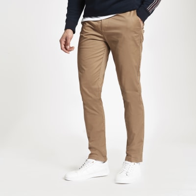 Tan slim fit chino trousers
