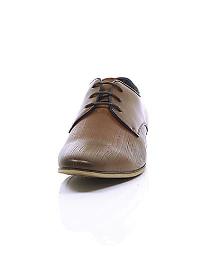 360 degree animation of product Tan textured lace-up formal shoes frame-3