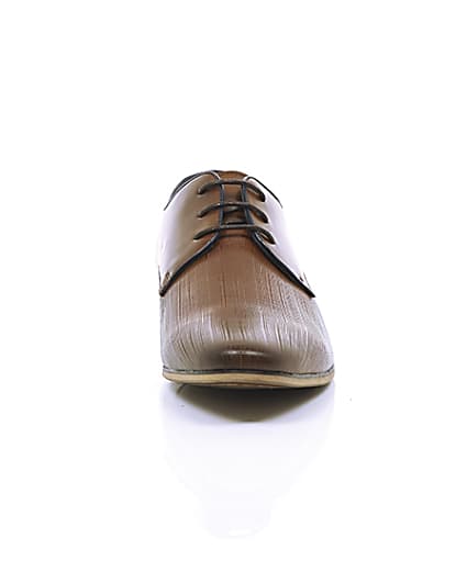 360 degree animation of product Tan textured lace-up formal shoes frame-4