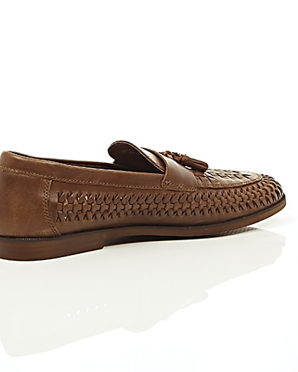 360 degree animation of product Tan woven leather loafers frame-12