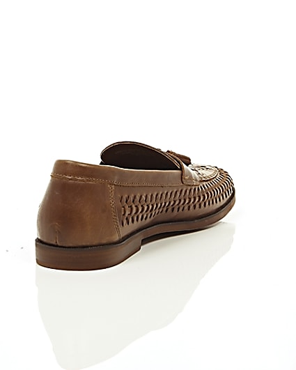 360 degree animation of product Tan woven leather loafers frame-14