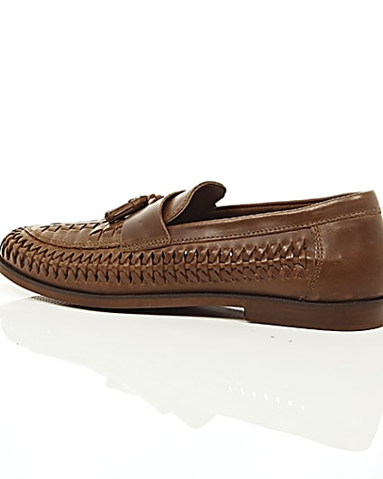 360 degree animation of product Tan woven leather loafers frame-20