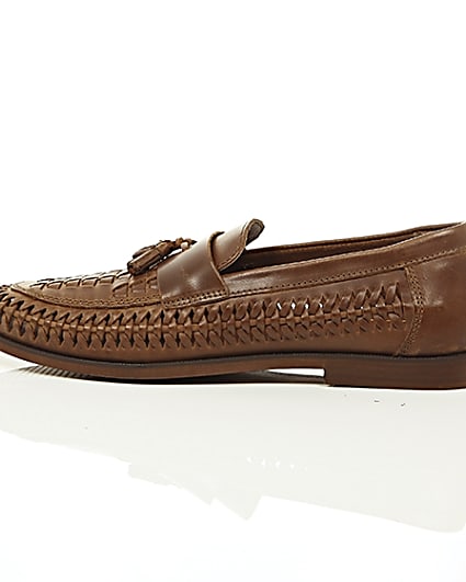 360 degree animation of product Tan woven leather loafers frame-21
