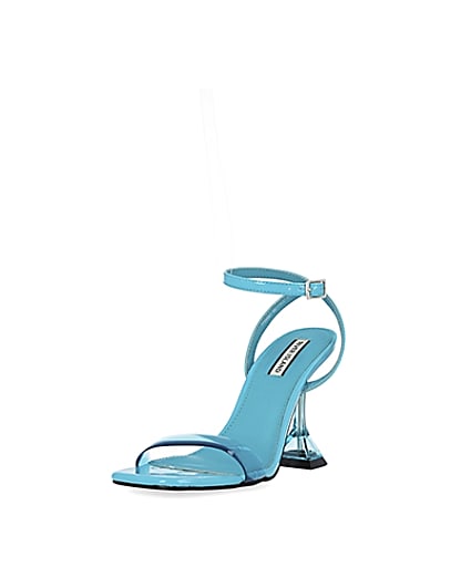 360 degree animation of product Turquoise perspex heeled mules frame-0