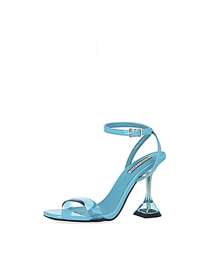 360 degree animation of product Turquoise perspex heeled mules frame-2