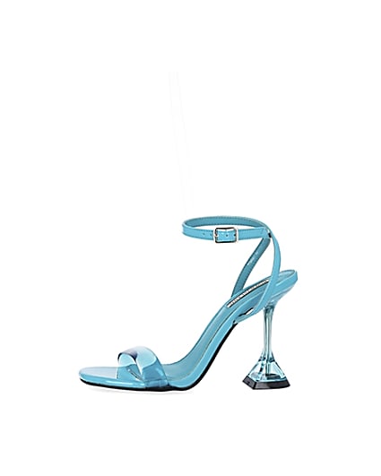 360 degree animation of product Turquoise perspex heeled mules frame-3