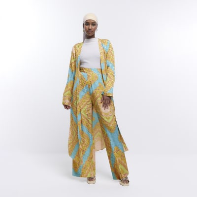 Turquoise Print Duster Jacket | River Island