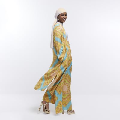 Turquoise Print Duster Jacket