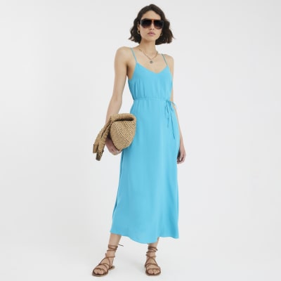 Turquoise Sleeveless Maxi Dress River Island