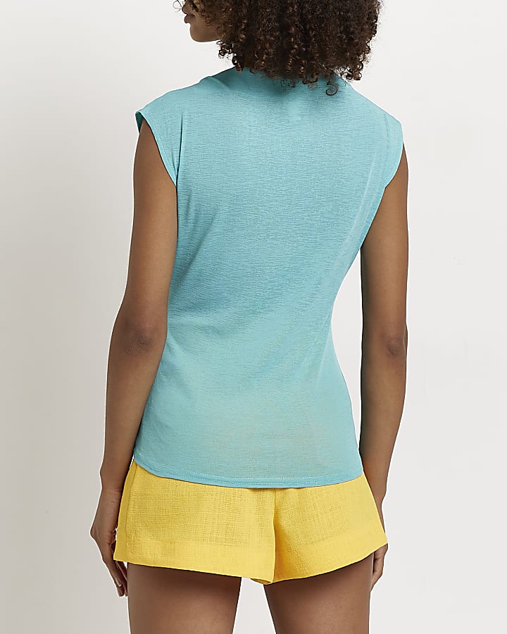 Turquoise sleeveless top