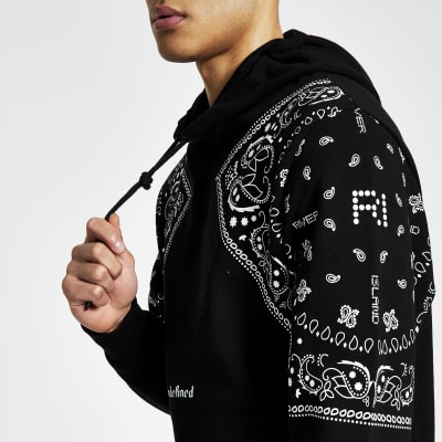 black bandana print hoodie