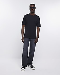 Washed black baggy fit jeans