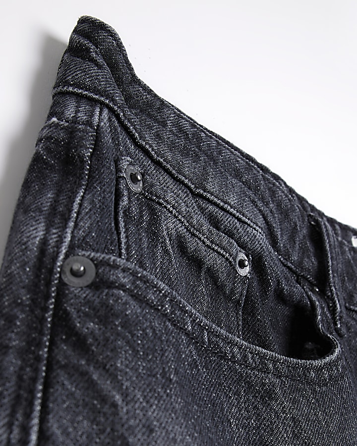Washed black loose fit jeans
