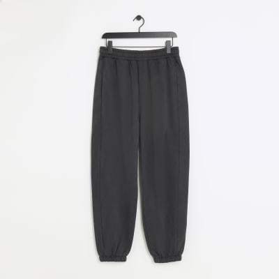Washed black oversized fit joggers River Island
