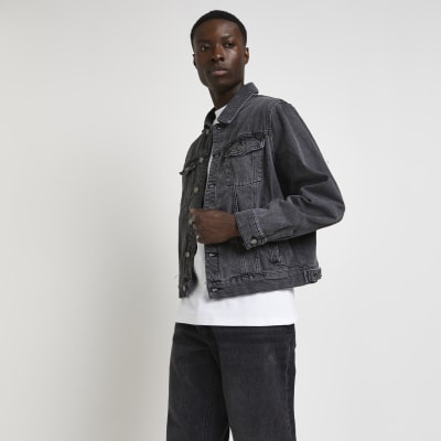 River island mens store black denim jacket