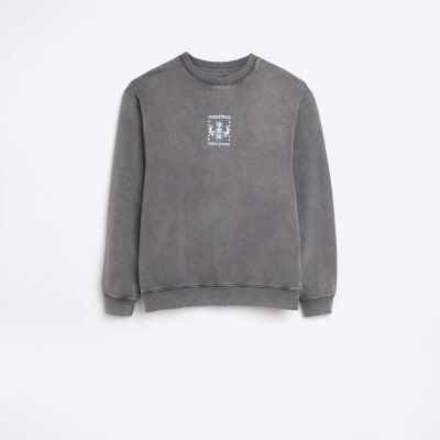 Washed black regular fit Japanese sweatshirt