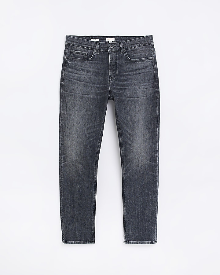 Washed black relaxed slim fit jeans
