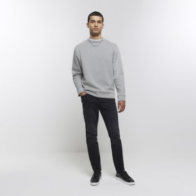 Washed black slim fit jeans River Island