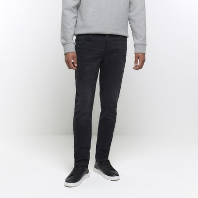 Washed black slim fit jeans River Island
