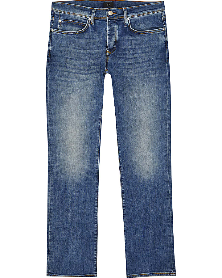 Washed blue bootcut fit jeans