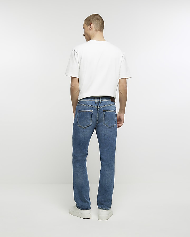 Washed blue bootcut fit jeans