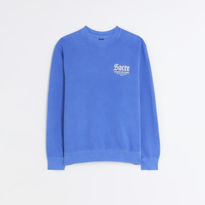 Washed blue regular fit graphic sweatshirt | River Island