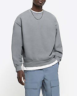 Washed grey oversized fit sweatshirt