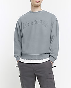 Washed grey oversized Los Angeles sweatshirt