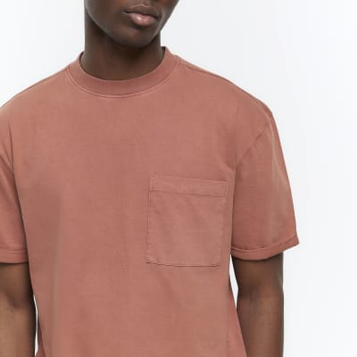 Washed orange regular fit t-shirt