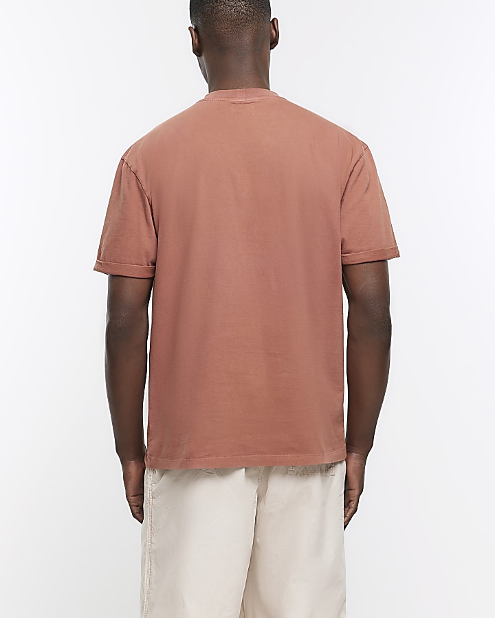 Washed orange regular fit t-shirt