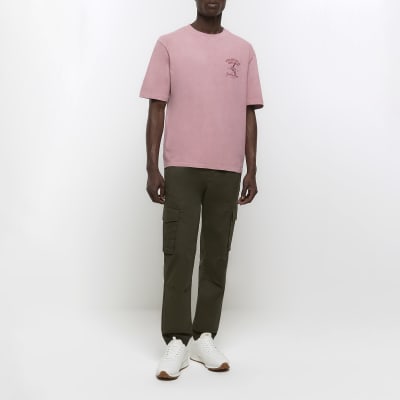 Washed pink oversized fit graphic t-shirt | River Island