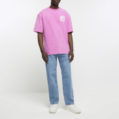 Washed pink oversized fit skull print t-shirt
