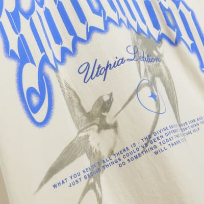 Washed white oversized fit graphic t-shirt