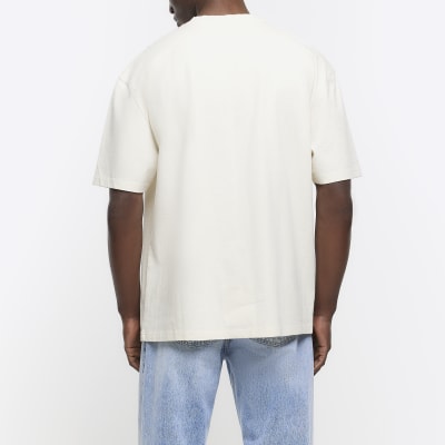 Washed white oversized fit graphic t-shirt | River Island