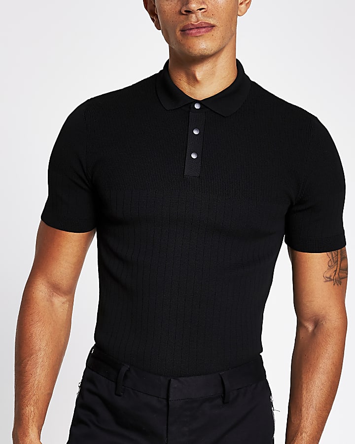 White & black multipack muscle polo shirts