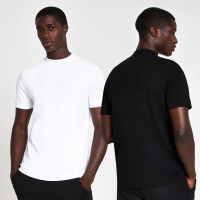 White & black premium slim t-shirt 2 pack | River