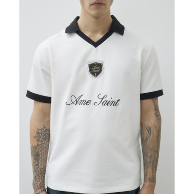 White Ame Saint Football Polo Shirt