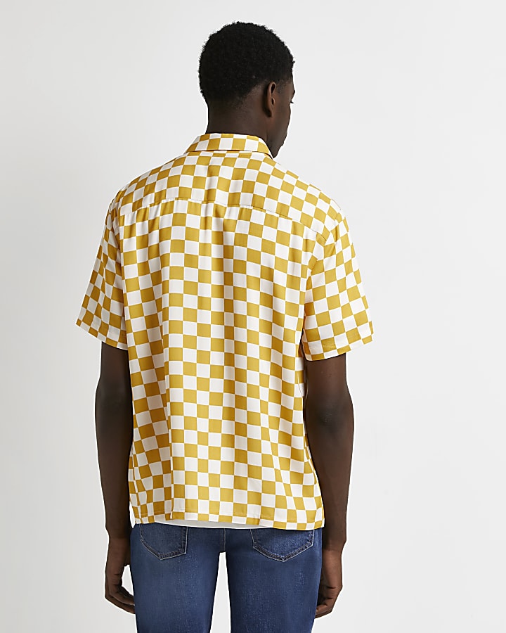 White and yellow checkboard shirt