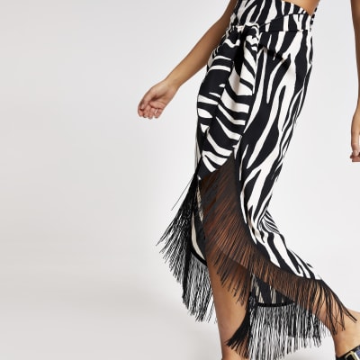 river island white fringe dress