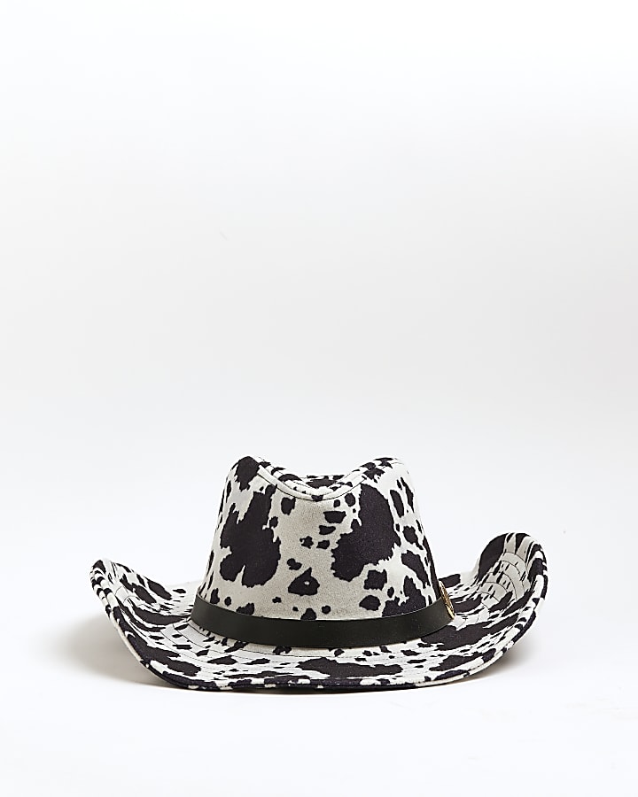 White animal print western hat