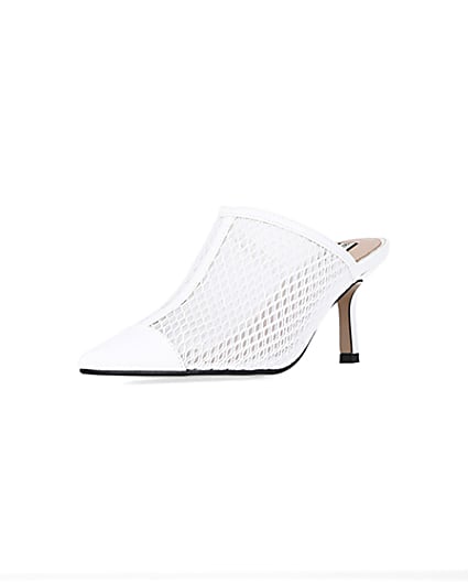 360 degree animation of product White backless heeled court shoes frame-0