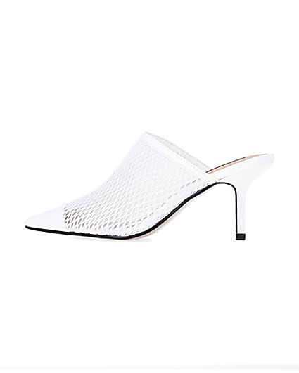 360 degree animation of product White backless heeled court shoes frame-4