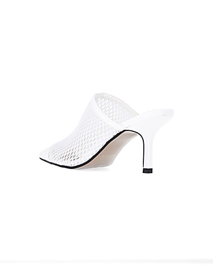360 degree animation of product White backless heeled court shoes frame-6