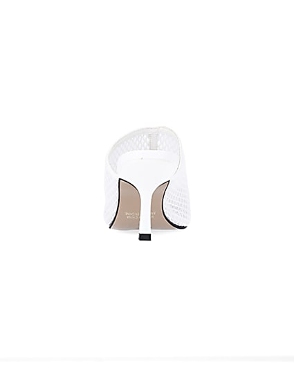 360 degree animation of product White backless heeled court shoes frame-9