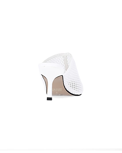 360 degree animation of product White backless heeled court shoes frame-10
