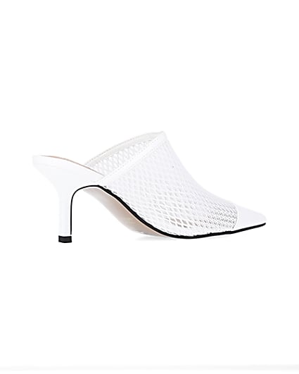 360 degree animation of product White backless heeled court shoes frame-13
