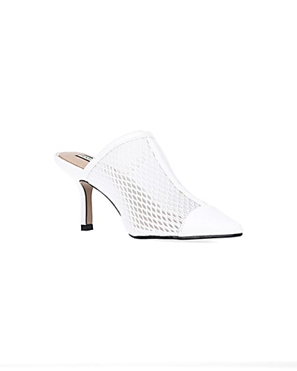 360 degree animation of product White backless heeled court shoes frame-18